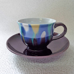 紫紺釉コーヒーカップ＆ソーサー 1枚目の画像