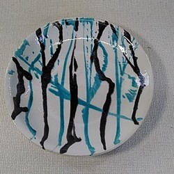色絵皿　緑流