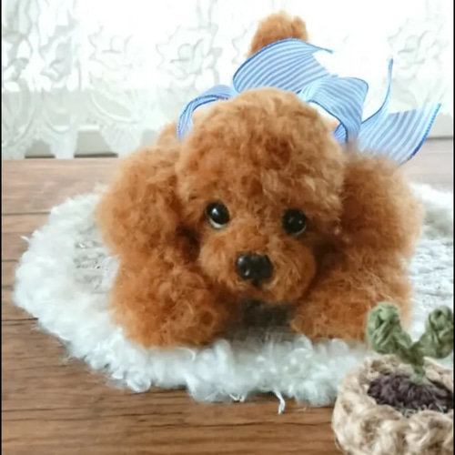 再販〜どうしたの？…レッドトイプードル…羊毛フェルト 羊毛フェルト