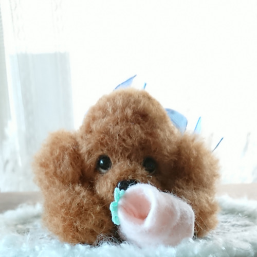 再販〜どうしたの？…レッドトイプードル…羊毛フェルト 羊毛フェルト