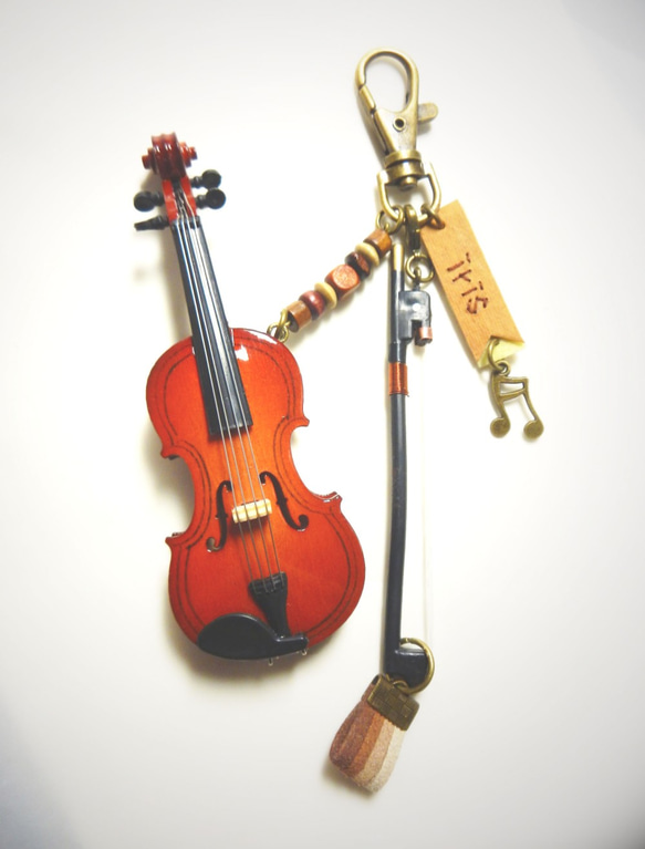 god leading手作-【音樂】一只迷你小提琴模型吊飾擺件(兩用)+樂器盒飾品盒 質感販售手繪紙盒包裝 禮物 第2張的照片