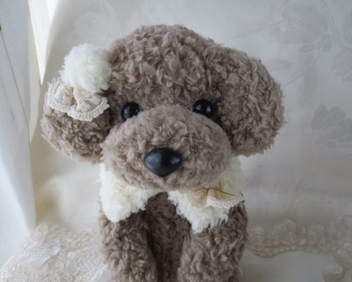 ふわふわ トイプードル グレージュ*ファーティペット その他人形 ゆめ
