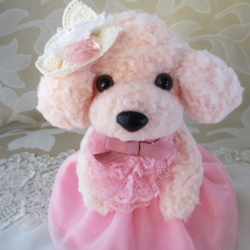 受注制作]ふわふわトイプードルS ピンク*マカロン その他人形 ゆめの