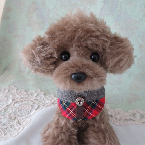 新品未使用】茶色いトイプードル ぬいぐるみ 可愛いバンダナ付き 超
