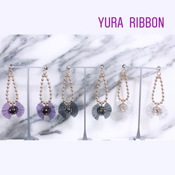 yura ribbon 耳飾り　purple 6枚目の画像