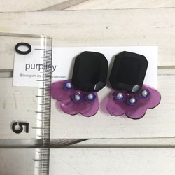 水牛とフリルPVCの耳飾り＊紫 5枚目の画像