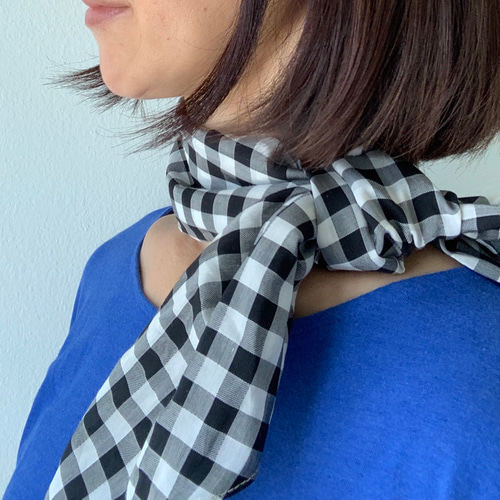 ★CHANEL★ ミニスカーフ チェック チェーン シルク ブルー. ギンガムチェック ミニスカーフ シルクコットン/チェック