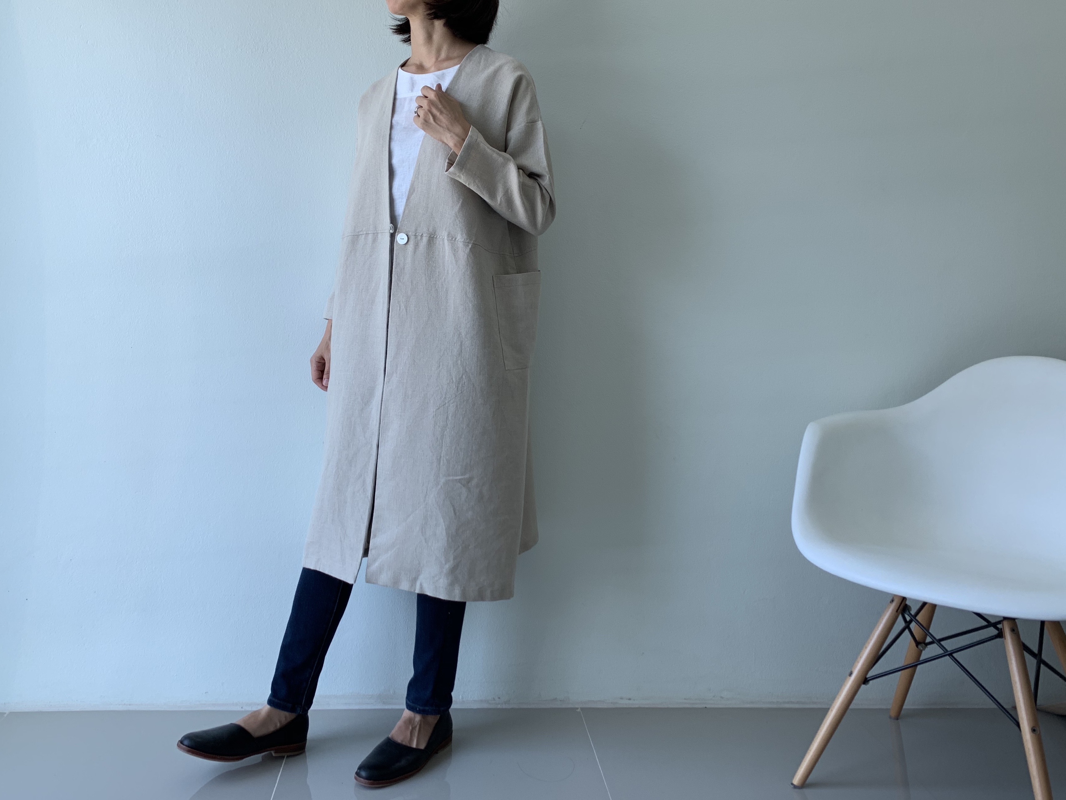KAPITAL リネンウール 5分丈 羽織り カーディガン ガウン