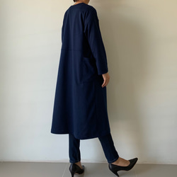 ポンチ素材　ショップコート 羽織り　コート カーディガン ガウン 黒と紺色　2色展開 4枚目の画像