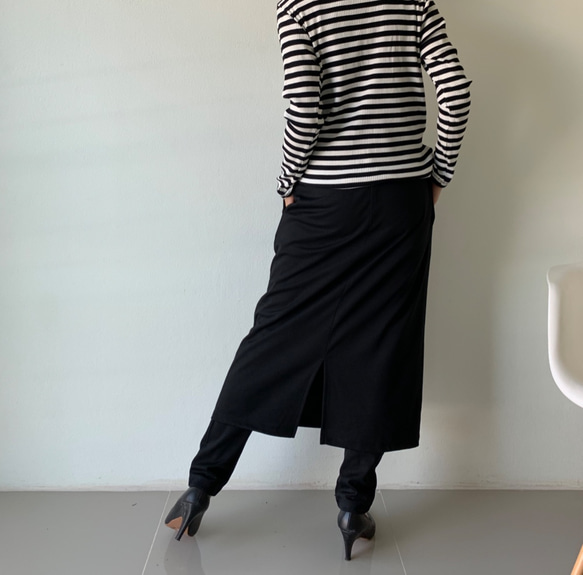 新作　かっこいい黒ポンチ素材  レギンス&スカートのボトムス  一枚で履ける  LGSKPB 7枚目の画像