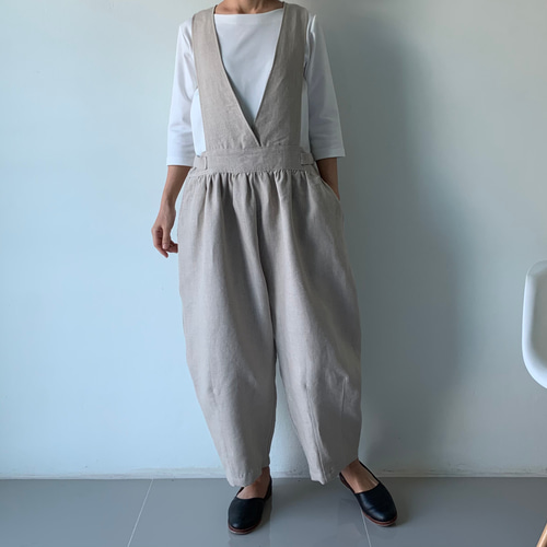 A16236 美品 DEVOA リネン和紙バルーンパンツグレー3