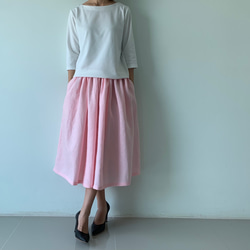 さくらスカート　リネンギャザースカート　　ピンク 2枚目の画像