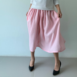 さくらスカート　リネンギャザースカート　　ピンク 5枚目の画像