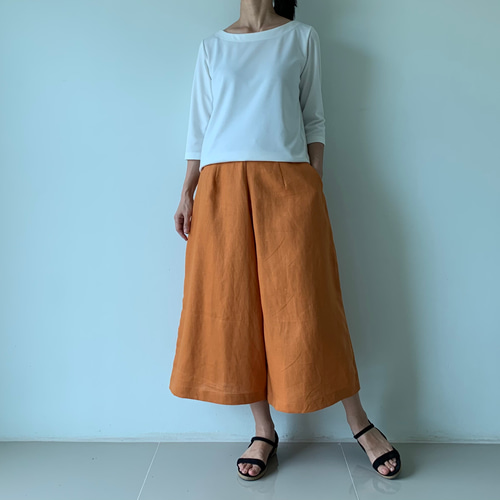 ハンドメイド【スカーチョ】リネン リネンライクスリット入りスカーチョ スカーチョ 春夏[品番