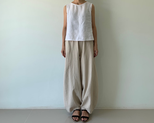 【ハンドメイド】そのままの色のリネンパンツ 1_e9d79edd1a23456c8b2c1d5cf49e