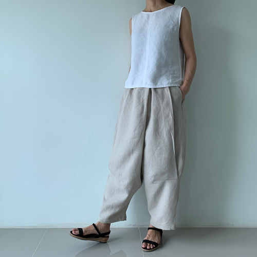 パンダ様用リネンワイドパンツ、リネン半袖ブラウス リネン シャツ ブラウス 半袖 レディース 半袖ブラウス トップス