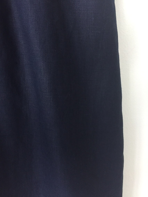 オーダーガウチョパンツ  スカーチョ  紺色 リネン  麻 ハンドメイド ワイドパンツ 4枚目の画像