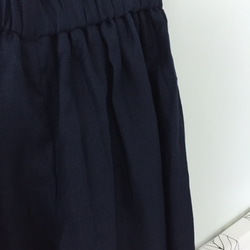 オーダーガウチョパンツ  スカーチョ  紺色 リネン  麻 ハンドメイド ワイドパンツ 5枚目の画像