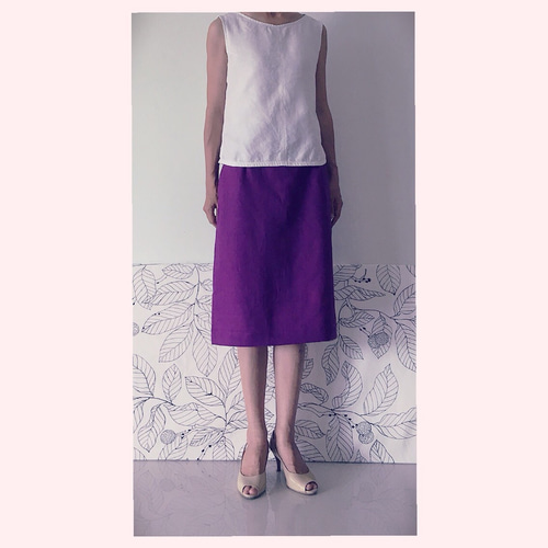 DT MaxMara ★ マキシポケット付き ペンシルスカート CARDIFF 紫 CHIC STYLE スカート Aラインナローマキシスカート(脇丈91cm