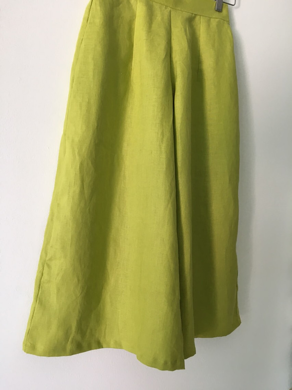 オーダーガウチョパンツ  スカーチョ ラフランス リネン  麻 ハンドメイド ワイドパンツ 3枚目の画像