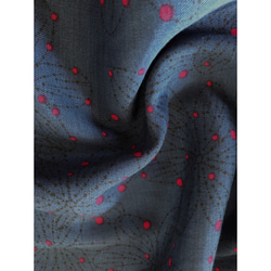 SALE 北欧系  ブラウジングワンピース  Vネック 五分袖  ドルマンスリーブ 紺色 5枚目の画像