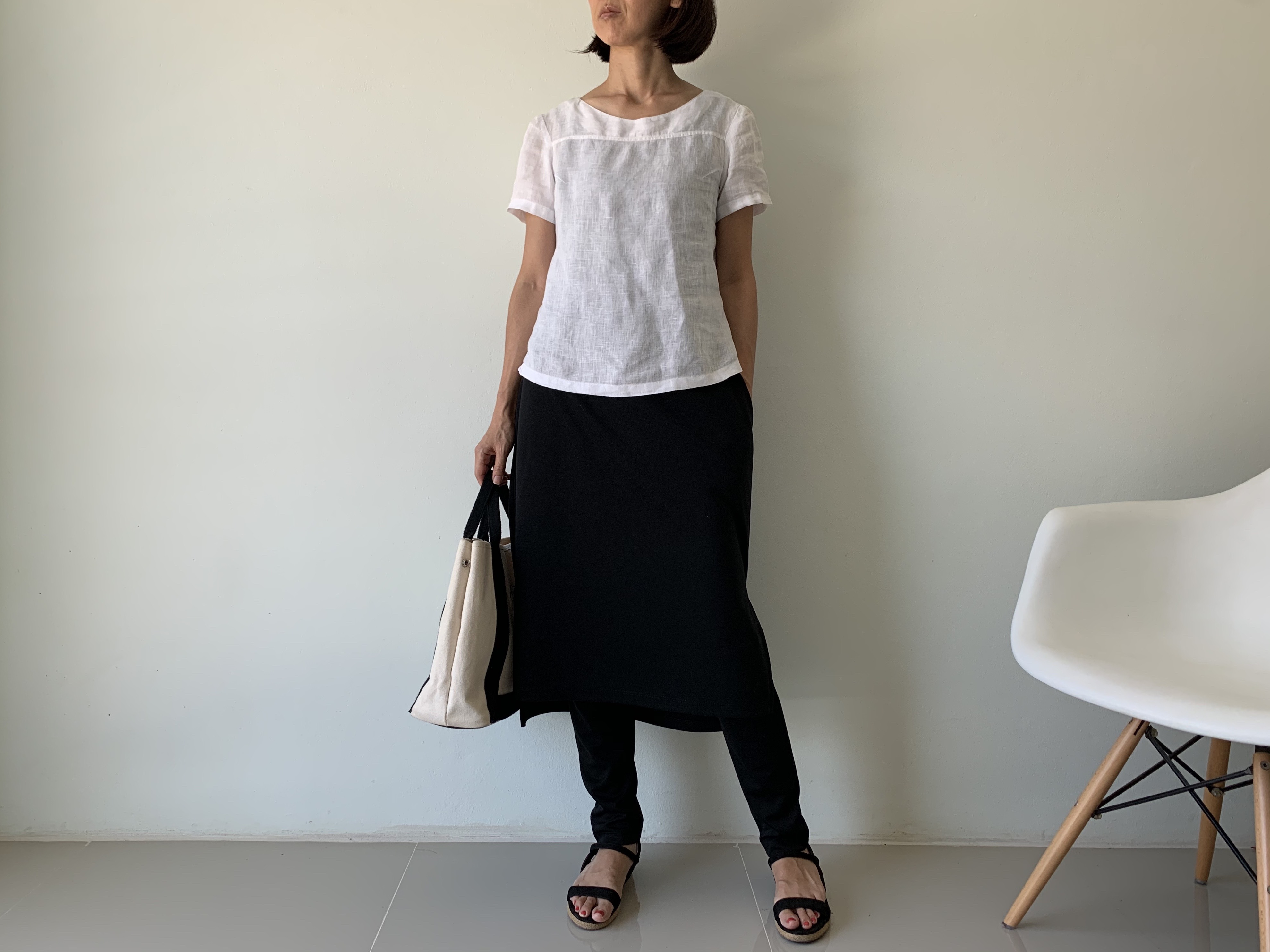 動きやすくて美しい。時短で叶う女性らしさと機能性。一体化レギンス&スカート。黒色 ポンチ生地　サイズ展開 LGSKPB