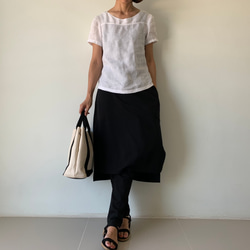 動きやすくて美しい。時短で叶う女性らしさと機能性。一体化レギンス&スカート。黒色 ポンチ生地　サイズ展開 LGSKPB 2枚目の画像