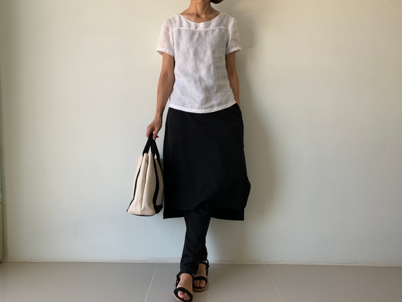 動きやすくて美しい。時短で叶う女性らしさと機能性。一体化レギンス&スカート。黒色 ポンチ生地　サイズ展開 LGSKPB 2枚目の画像