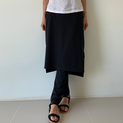 動きやすくて美しい。時短で叶う女性らしさと機能性。一体化レギンス&スカート。黒色 ポンチ生地　サイズ展開 LGSKPB 3枚目の画像