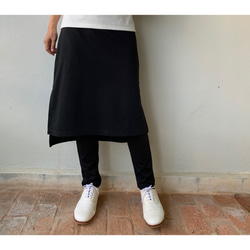 動きやすくて美しい。時短で叶う女性らしさと機能性。一体化レギンス&スカート。黒色 ポンチ生地　サイズ展開 LGSKPB 7枚目の画像