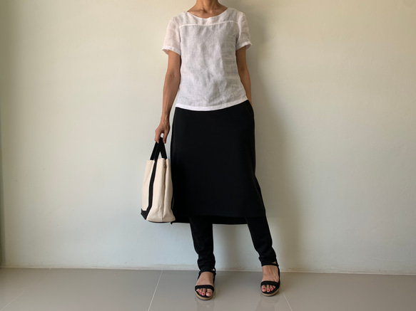 動きやすくて美しい。時短で叶う女性らしさと機能性。一体化レギンス&スカート。黒色 ポンチ生地　サイズ展開 LGSKPB 8枚目の画像