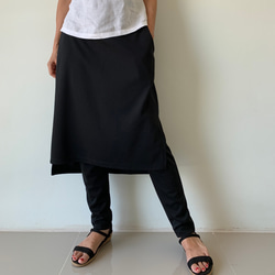 動きやすくて美しい。時短で叶う女性らしさと機能性。一体化レギンス&スカート。黒色 ポンチ生地　サイズ展開 LGSKPB 9枚目の画像