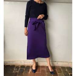 残り1点  SALE タイトリボンスカート  紫 秋色  スリット ロングスカート 1枚目の画像