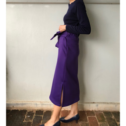 残り1点  SALE タイトリボンスカート  紫 秋色  スリット ロングスカート 4枚目の画像