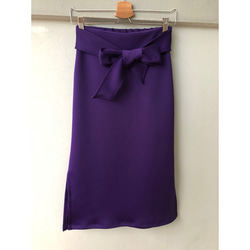 残り1点  SALE タイトリボンスカート  紫 秋色  スリット ロングスカート 5枚目の画像