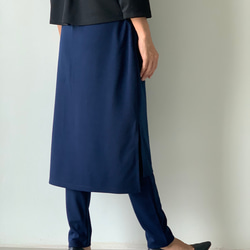 紺色 ポンチ素材  レギンス&スカートのボトムス  一枚で履ける 10枚目の画像