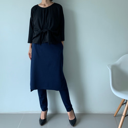 紺色 ポンチ素材  レギンス&スカートのボトムス  一枚で履ける 2枚目の画像