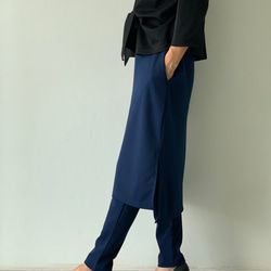 紺色 ポンチ素材  レギンス&スカートのボトムス  一枚で履ける 5枚目の画像