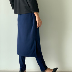 紺色 ポンチ素材  レギンス&スカートのボトムス  一枚で履ける 6枚目の画像