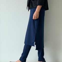 紺色 ポンチ素材  レギンス&スカートのボトムス  一枚で履ける 9枚目の画像