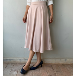 SALE 残り1着のみミモレ丈 フレアサーキュラースカート  シンプル  ベージュピンク 8枚目の画像