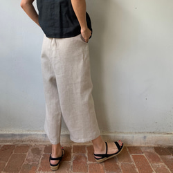 生成り 人気の為追加予約販売巻きスカート風なペグトップパンツ リネン  麻  アンクル丈 6枚目の画像