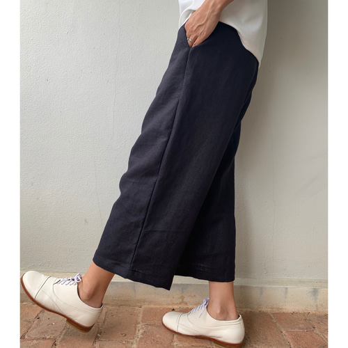 人気再販】涼しく品よく。リネン100で仕立てた巻きスカート風