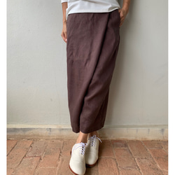 リネンのもんぺ　黄土色 リネンの少し短めもんぺ 黄土色 ロングパンツ nuuMonpe 通販