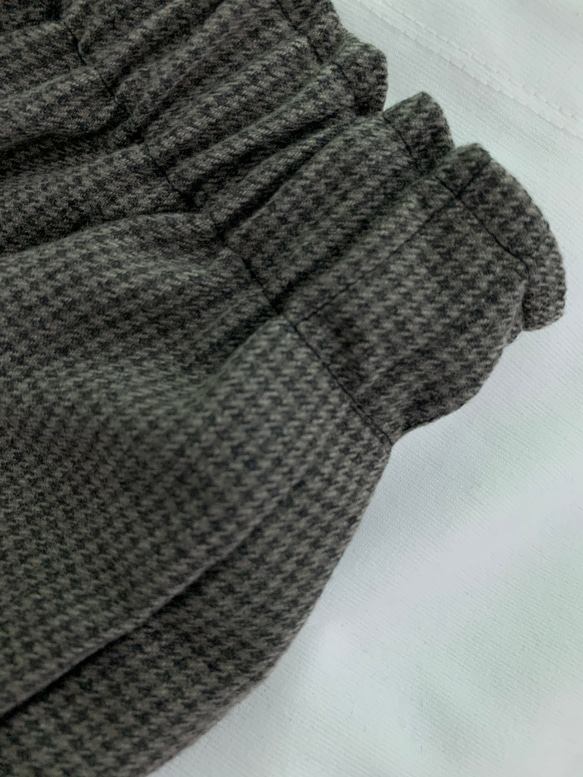 1枚のみミモレ丈 フレアギャザースカート  シンプル  チェック　ギンガムチェック   ウール 6枚目の画像