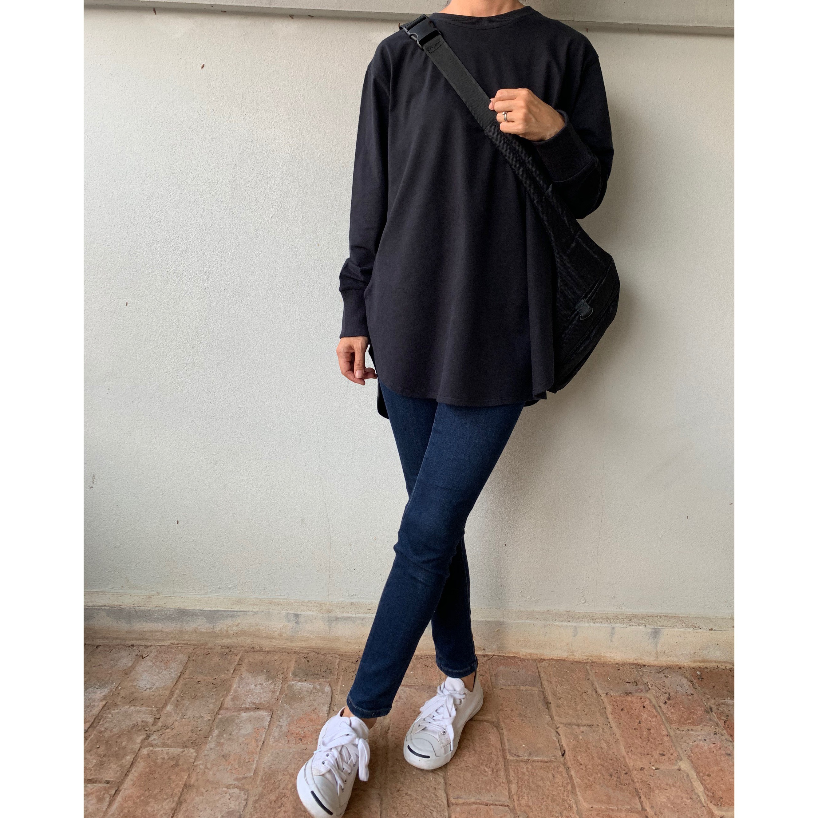 現在黒のみ販売　スーパーソフトプレミアムコットン100 ラウンドヘム ロングTシャツ　黒のみ