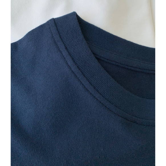 数量限定スーパーソフトプレミアムコットン100 ラウンドヘム ロングTシャツ　紺色 10枚目の画像
