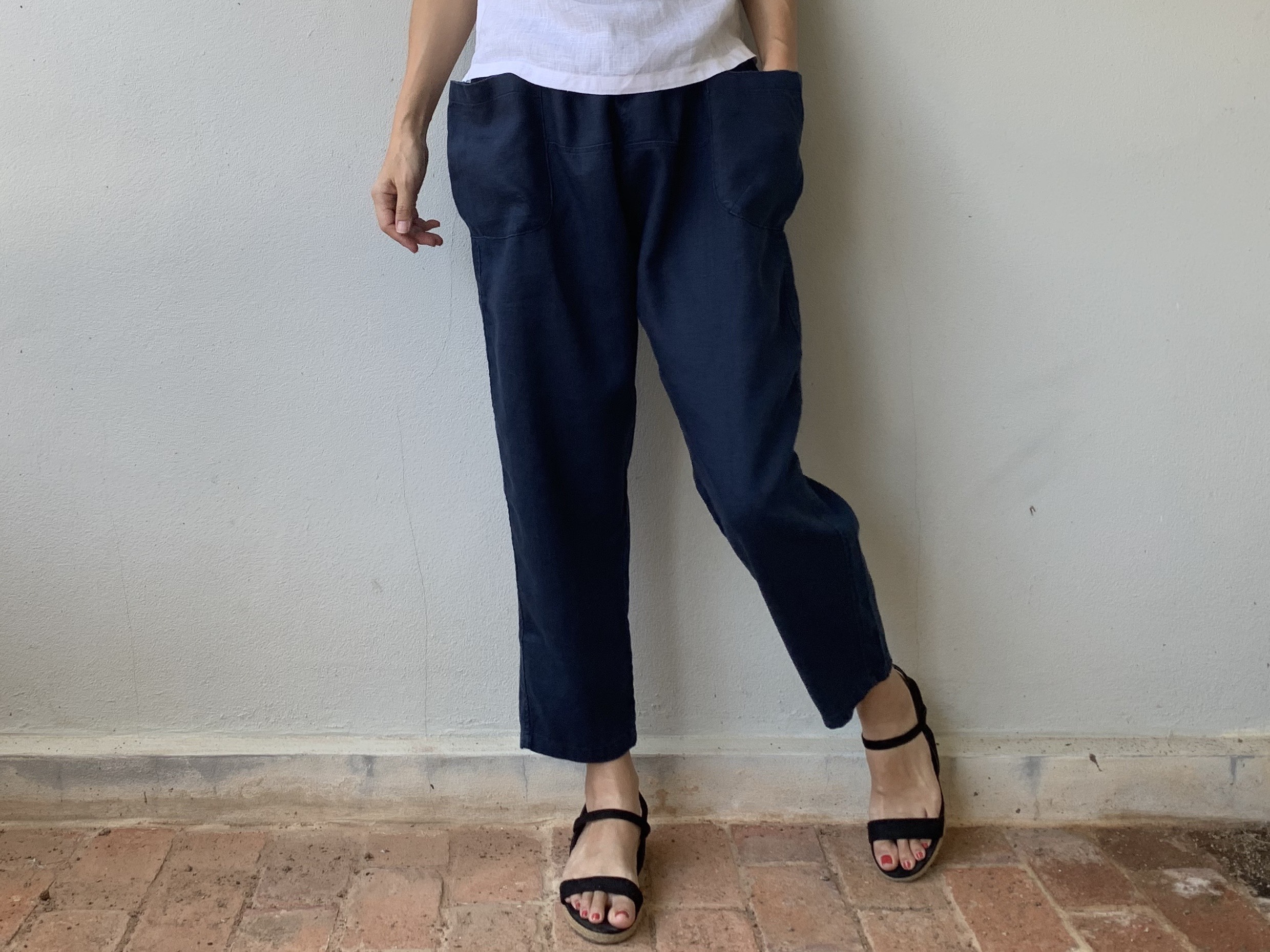 リネンのゆったりもんぺ　オフ