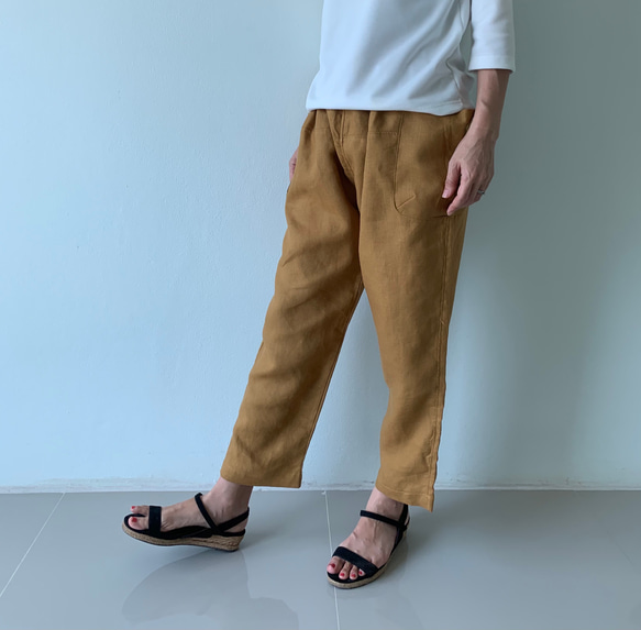 備後絣】カフスもんぺパンツ 藍染め 中紺スラブ｜工房 徳元