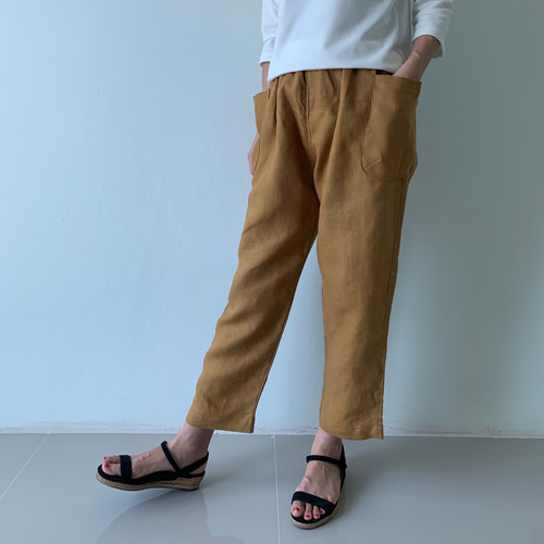 快適設計。毎日の相棒に。 楽ちんリネン100のもんぺ型パンツ
